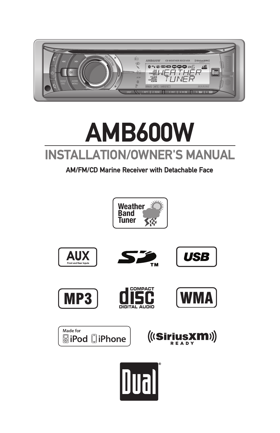 Dual Electronics AMB600W User Manual | 40 pages
