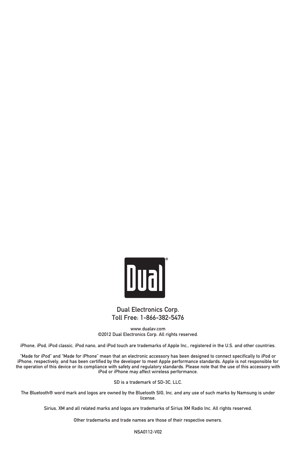 Dual Electronics AMB600W User Manual | Page 40 / 40
