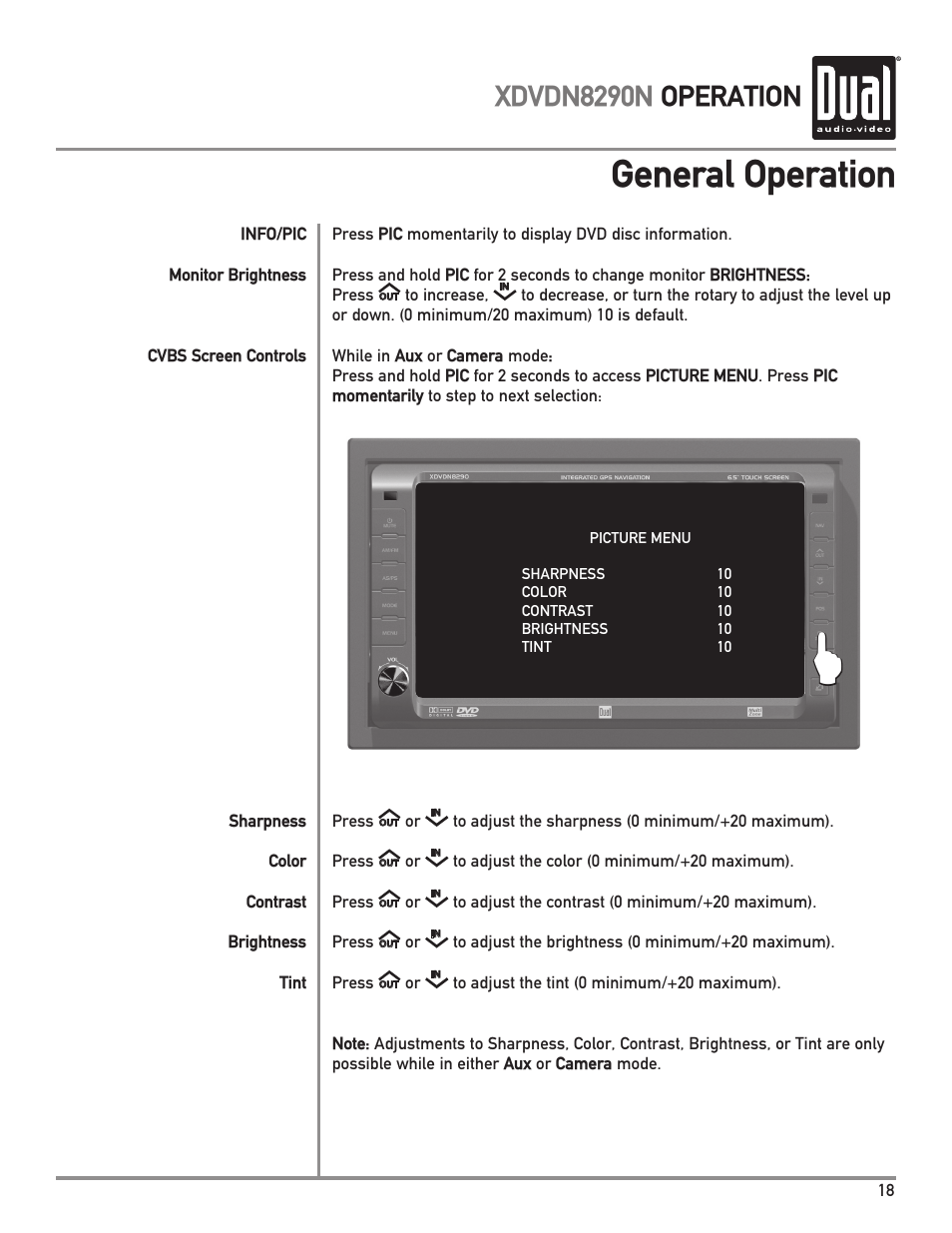 General operation, Xdvdn8290n operation | Dual Electronics XDVDN8290N User Manual | Page 19 / 88