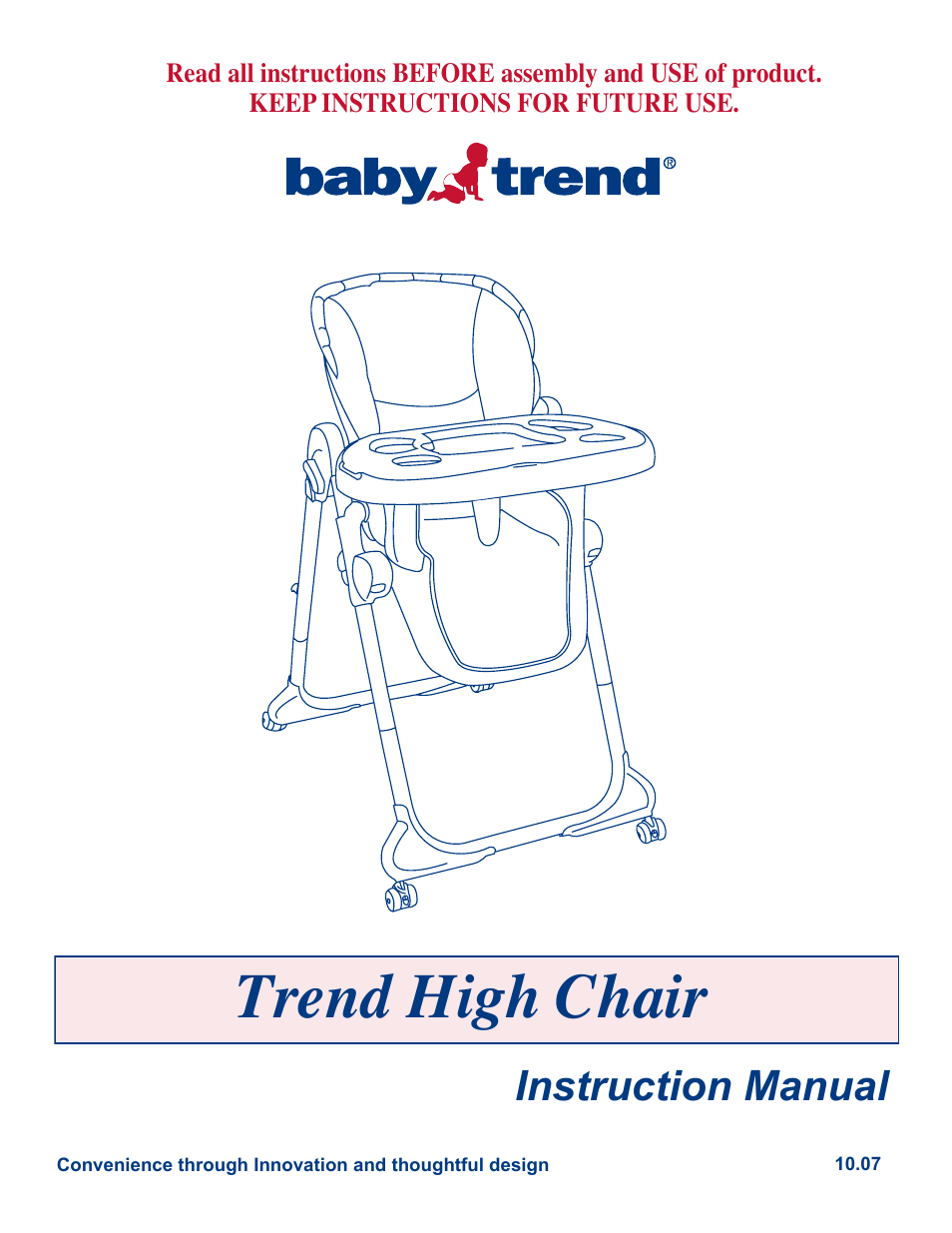 BabyTrend 8625 - LAUREL OAK HIGH CHAIR User Manual | 8 pages