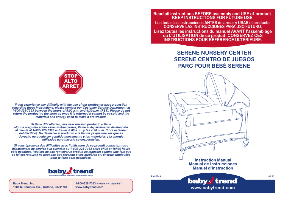 BabyTrend PY85749 - SERENE NURSERY CENTER - PAPER ZOO User Manual | 18 pages