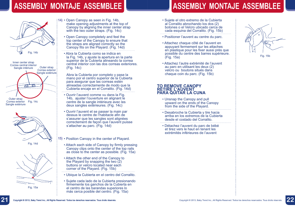 Assembly montaje assemblee | BabyTrend PY85749 - SERENE NURSERY CENTER - PAPER ZOO User Manual | Page 12 / 18