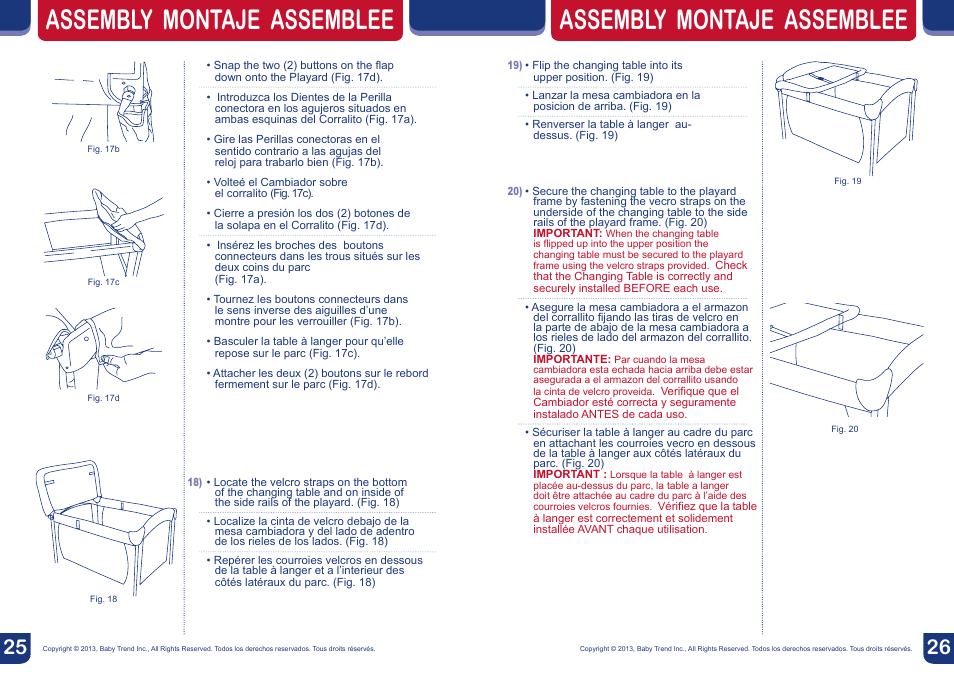 Assembly montaje assemblee | BabyTrend PY85749 - SERENE NURSERY CENTER - PAPER ZOO User Manual | Page 14 / 18