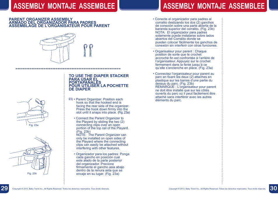 Assembly montaje assemblee | BabyTrend PY85749 - SERENE NURSERY CENTER - PAPER ZOO User Manual | Page 16 / 18