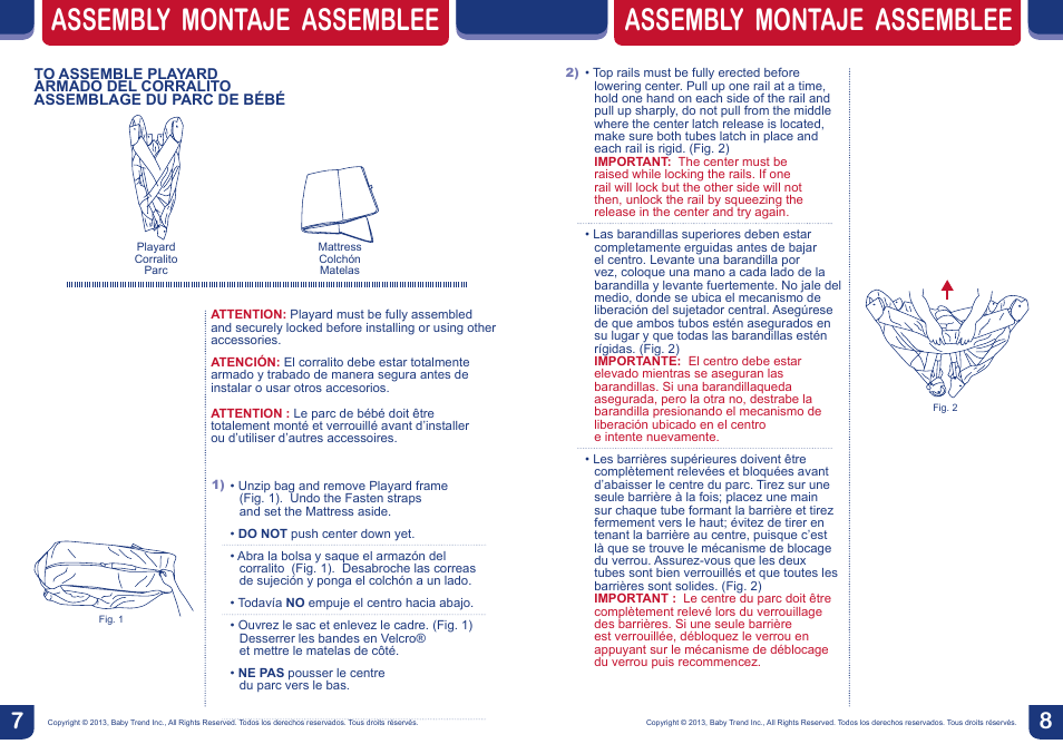 Assembly montaje assemblee | BabyTrend PY85749 - SERENE NURSERY CENTER - PAPER ZOO User Manual | Page 5 / 18