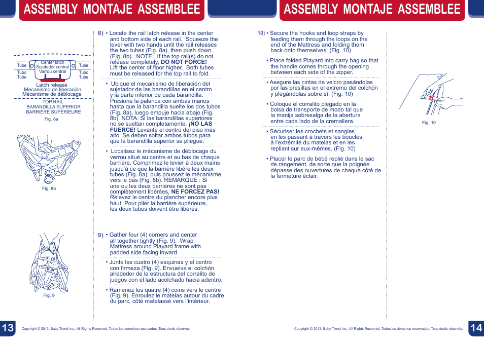 Assembly montaje assemblee | BabyTrend PY85749 - SERENE NURSERY CENTER - PAPER ZOO User Manual | Page 8 / 18