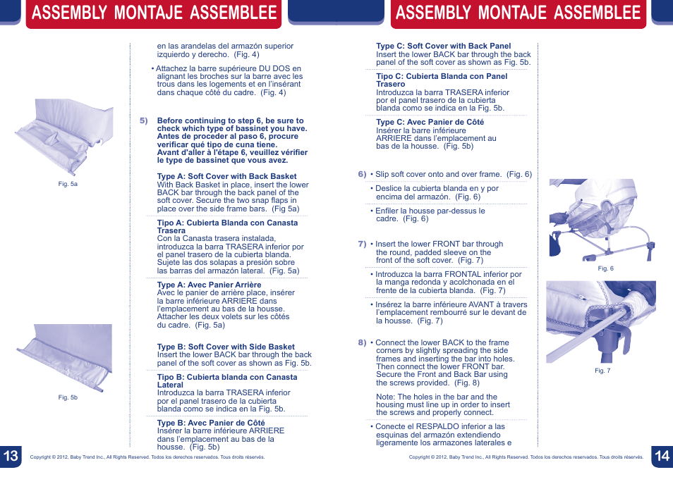 Assembly montaje assemblee | BabyTrend CA66301 - CLOSE N COZY BASSINET User Manual | Page 8 / 16