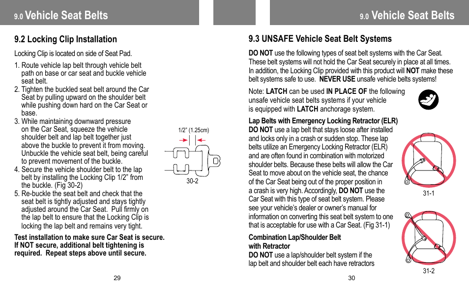 Vehicle seat belts | BabyTrend INERTIA INFANT User Manual | Page 16 / 29