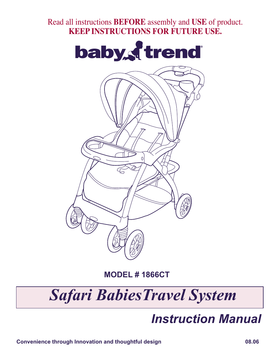 BabyTrend 1866CT - SAFARI BABIES TRAVEL SYSTEM User Manual | 9 pages