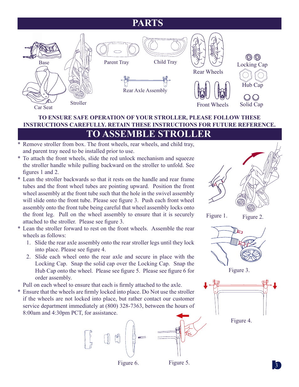 Parts to assemble stroller, Car seat | BabyTrend 1866CT - SAFARI BABIES TRAVEL SYSTEM User Manual | Page 3 / 9