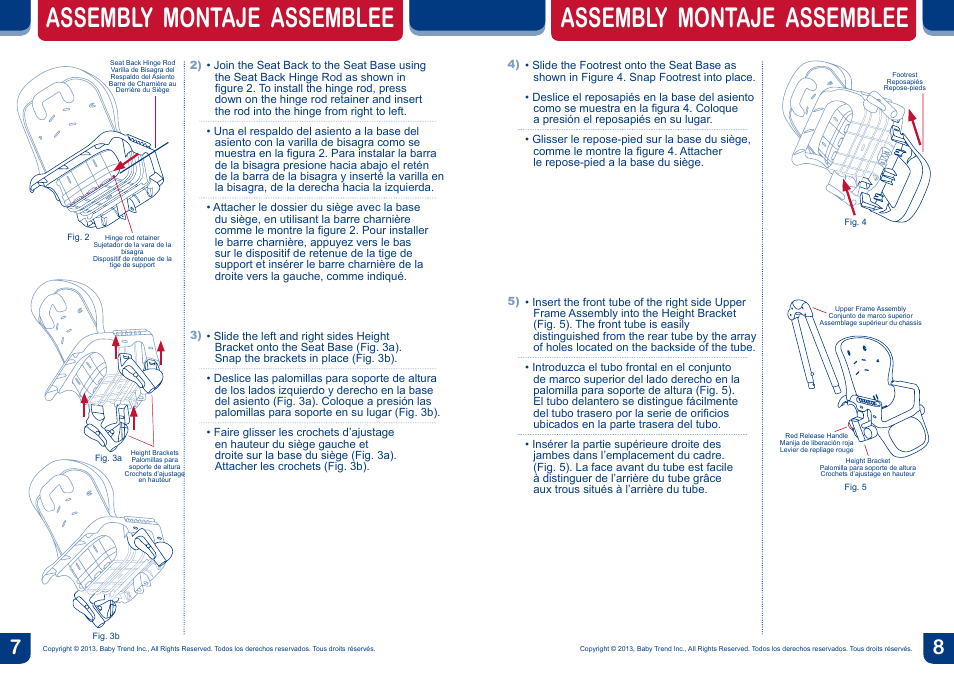 Assembly montaje assemblee | BabyTrend HC82848 - MYLIFT HIGH CHAIR - MOONLIGHT User Manual | Page 5 / 14