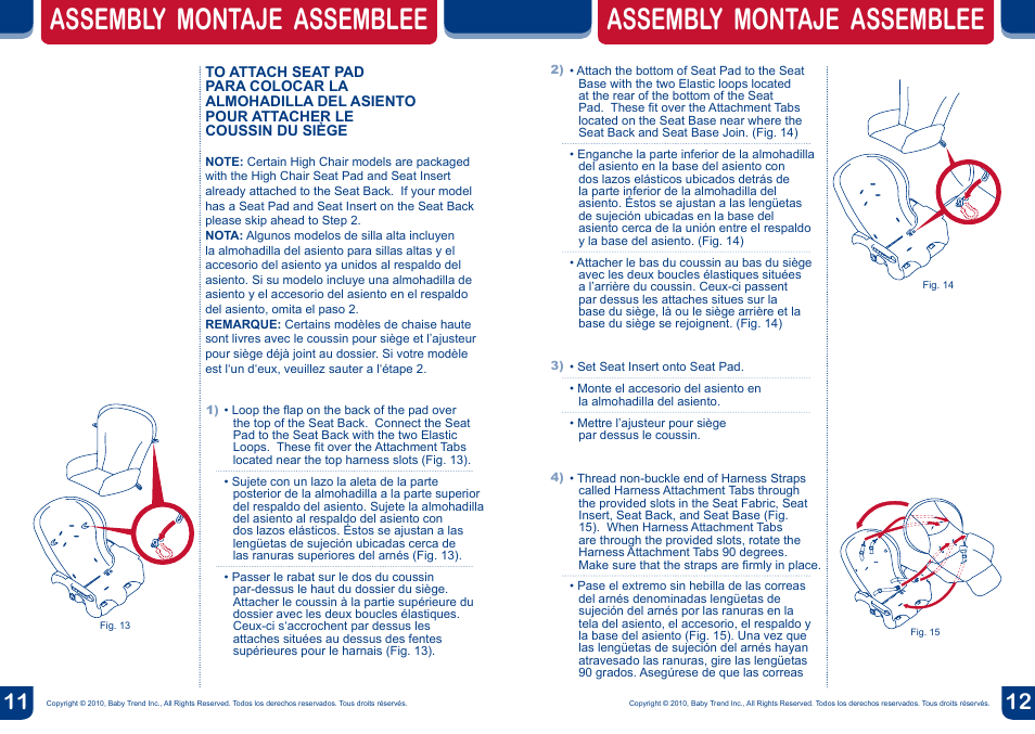 Assembly montaje assemblee | BabyTrend HC01915 - TREND HIGH CHAIR - NORTHRIDGE PLAID User Manual | Page 7 / 14