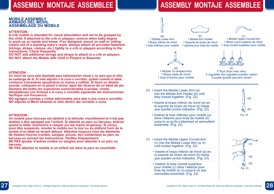 Assembly montaje assemblee | BabyTrend PY81900 - NURSERY CENTER - AMAZON User Manual | Page 15 / 16