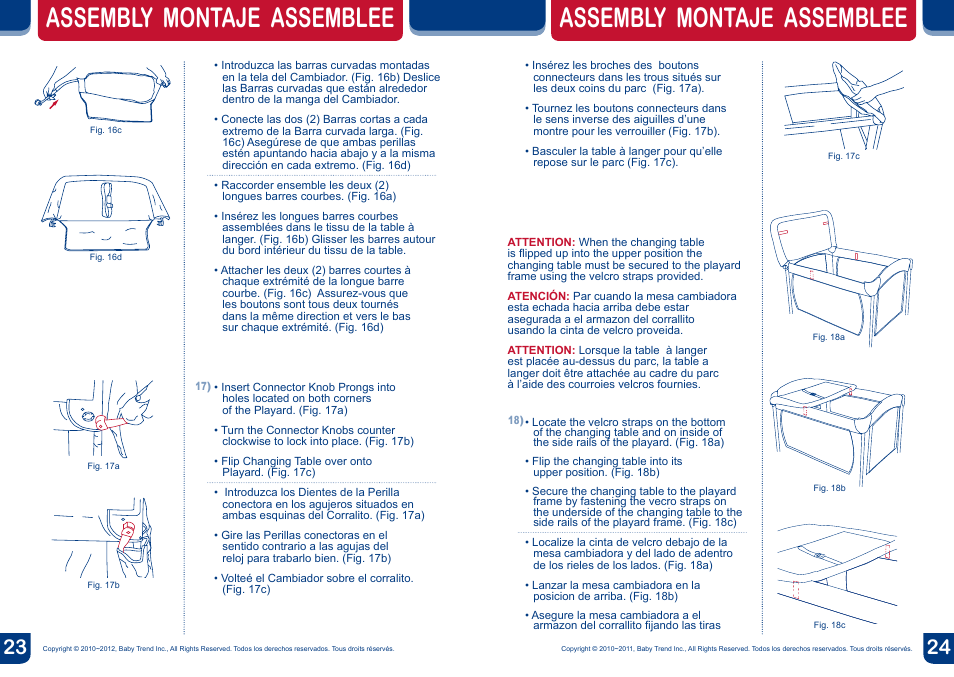 Assembly montaje assemblee | BabyTrend PY87983 - DELUXE NURSERY CENTER - ALL STAR User Manual | Page 13 / 20