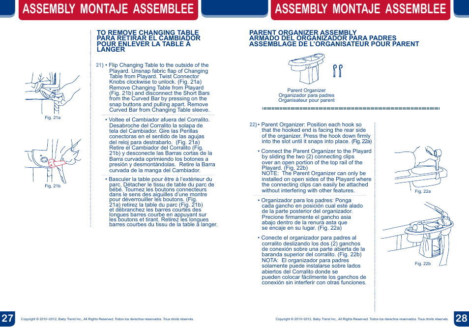 Assembly montaje assemblee | BabyTrend PY87916 - DELUXE NURSERY CENTER - ZULU User Manual | Page 15 / 20