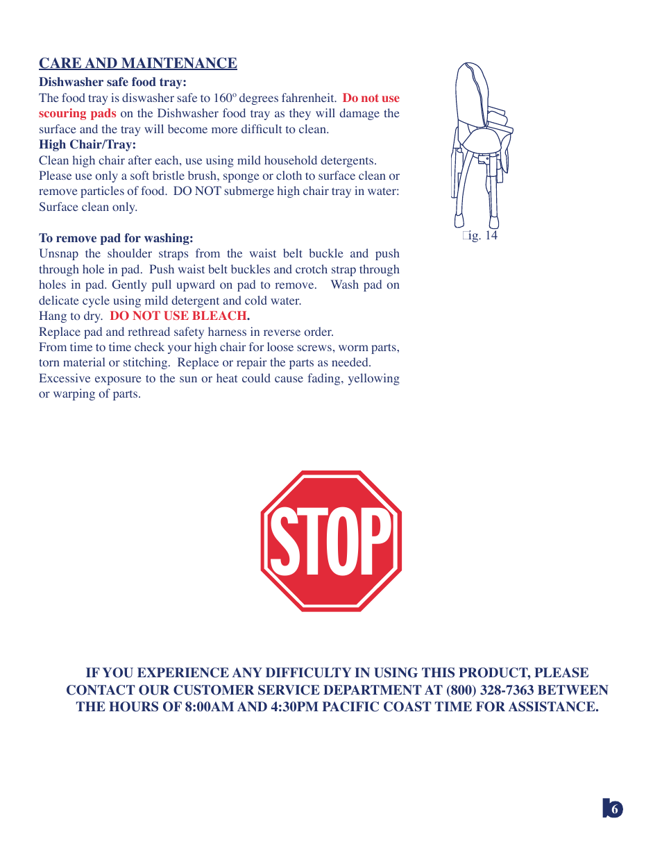 Stop | BabyTrend 8836 - PALM TREE HIGH CHAIR User Manual | Page 6 / 6