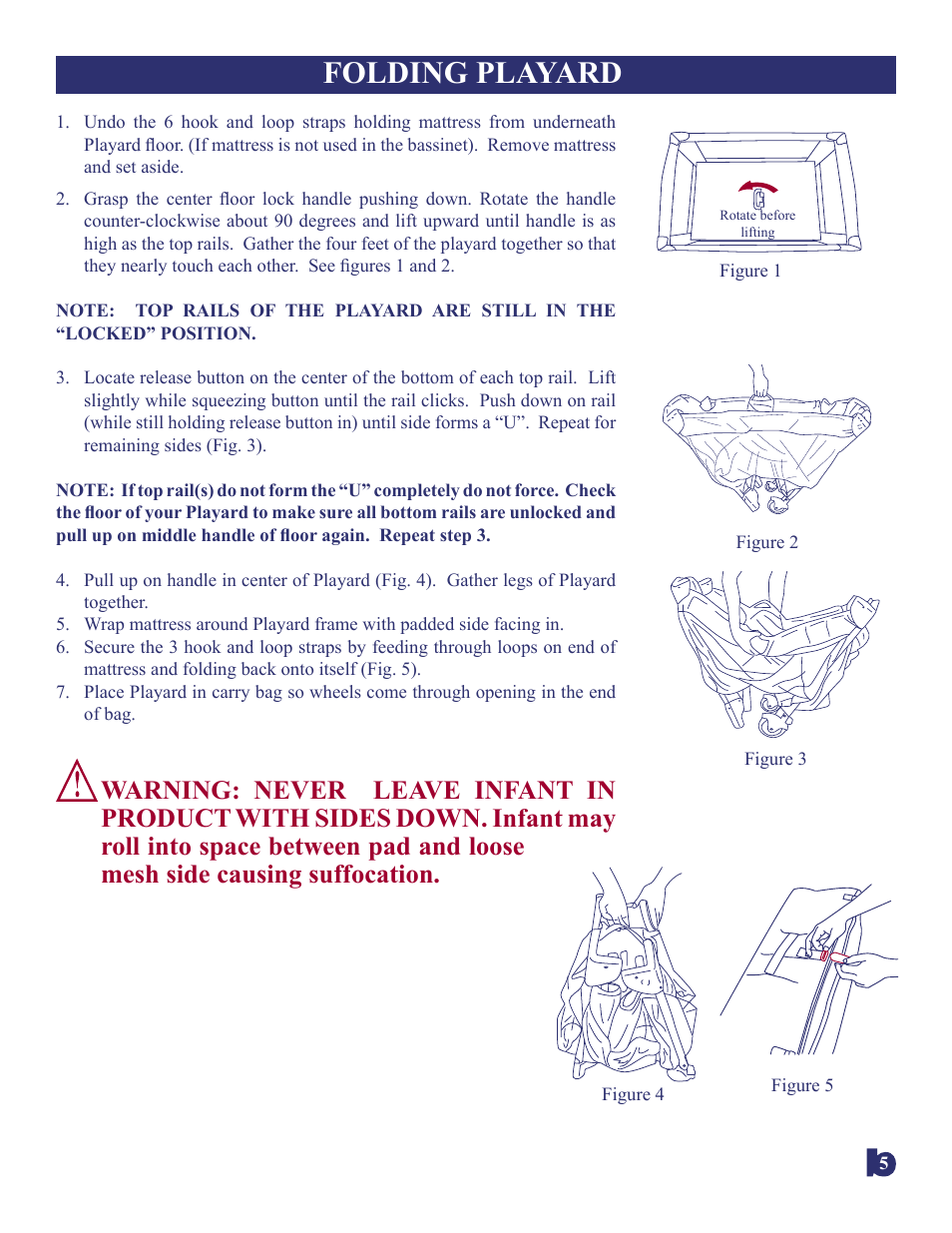 Folding playard | BabyTrend 8166BC - SAFARI BABIES NURSERY CENTER User Manual | Page 5 / 11