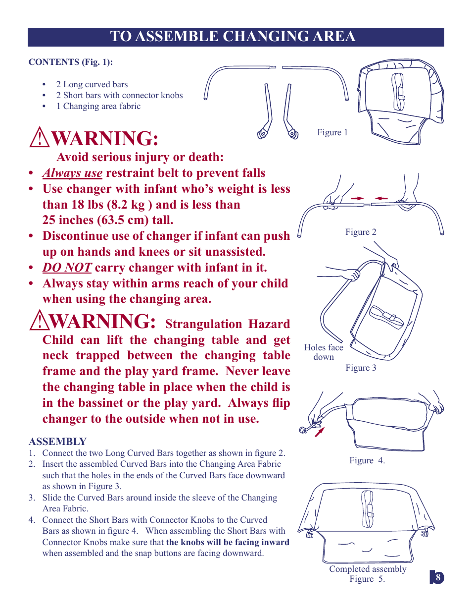 Warning | BabyTrend 8166BC - SAFARI BABIES NURSERY CENTER User Manual | Page 8 / 11