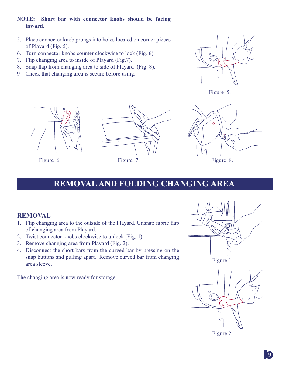 Removal and folding changing area | BabyTrend 8166BC - SAFARI BABIES NURSERY CENTER User Manual | Page 9 / 11