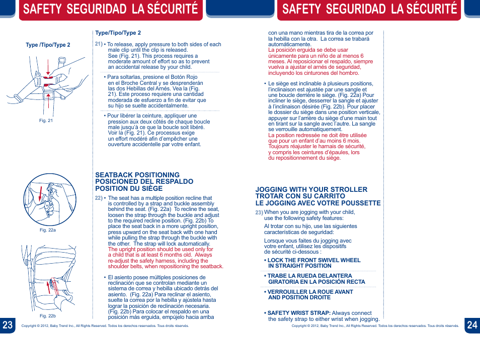 Safety seguridad la sécurité | BabyTrend JG99711 - RANGE JOGGER- LIBERTY User Manual | Page 13 / 16