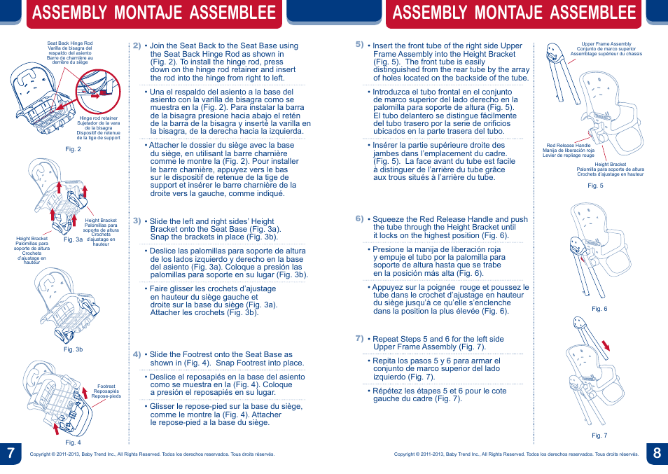 Assembly montaje assemblee | BabyTrend HC34858 - TEMPO HIGH CHAIR - MOONLIGHT User Manual | Page 5 / 14