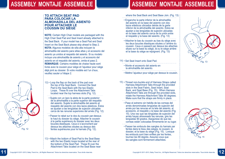 Assembly montaje assemblee | BabyTrend HC34858 - TEMPO HIGH CHAIR - MOONLIGHT User Manual | Page 7 / 14