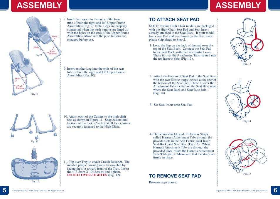 Assembly | BabyTrend HC01428 - TREND HIGH CHAIR - MOJITO User Manual | Page 4 / 6