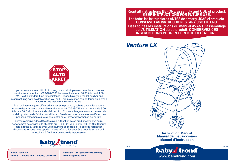 BabyTrend TS26901 - VENTURE LX TRAVEL SYSTEM - MAXIMILIAN User Manual | 12 pages