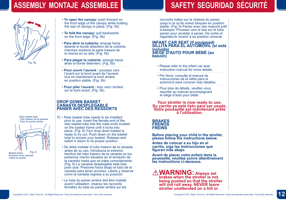 Warning | BabyTrend TS26901 - VENTURE LX TRAVEL SYSTEM - MAXIMILIAN User Manual | Page 7 / 12