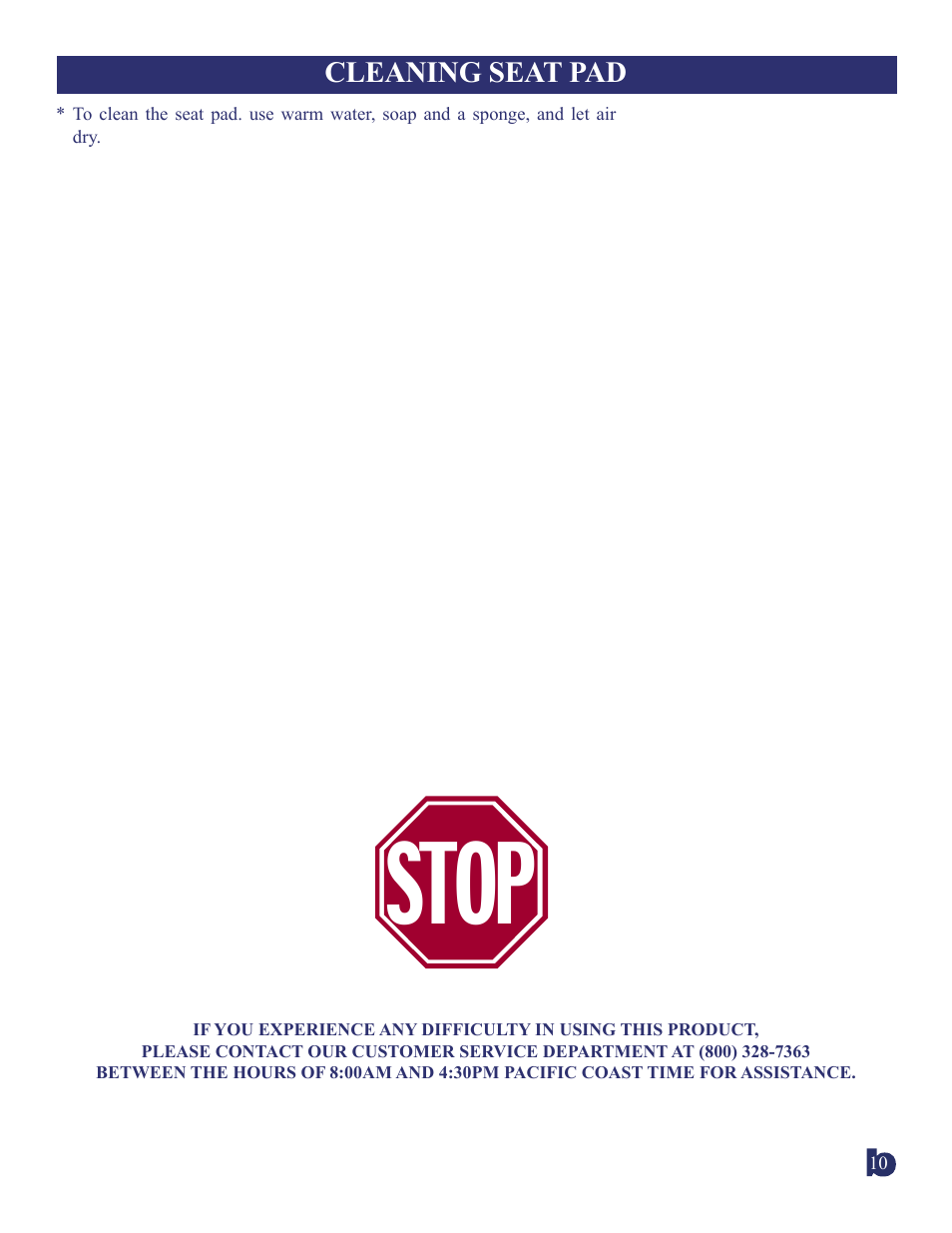 Stop | BabyTrend 1963CT - ZANZIBAR TRAVEL SYSTEM User Manual | Page 10 / 10