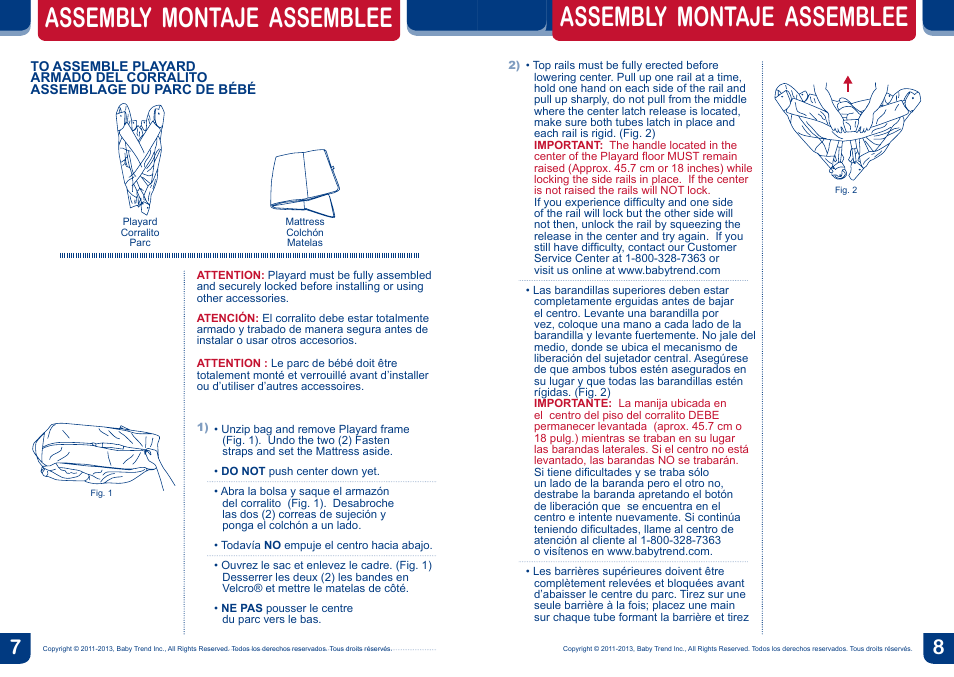 Assembly montaje assemblee | BabyTrend PY81923 - NURSERY CENTER - EMILY User Manual | Page 5 / 16