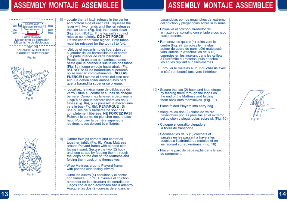 Assembly montaje assemblee | BabyTrend PY81923 - NURSERY CENTER - EMILY User Manual | Page 8 / 16