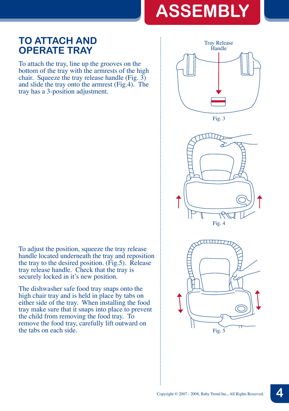 Assembly | BabyTrend 8858 - TREND HIGH CHAIR - NAMBIA User Manual | Page 5 / 8