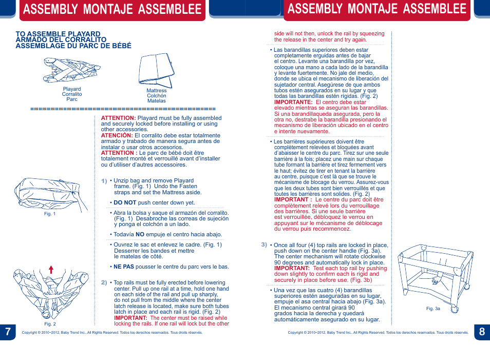 Assembly montaje assemblee | BabyTrend PY86992 - DELUXE NURSERY CENTER - PROVENCE User Manual | Page 5 / 20
