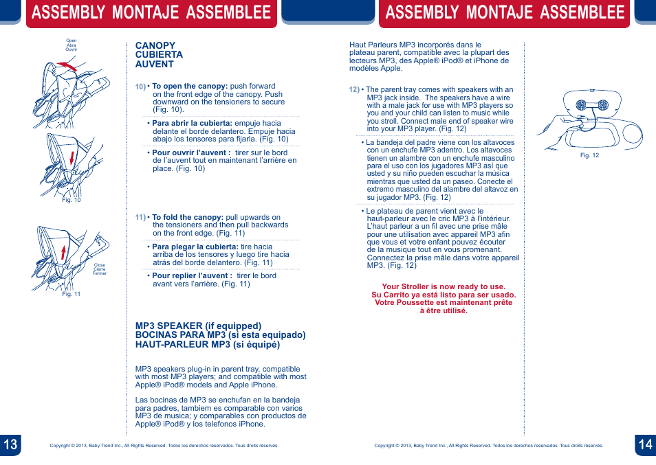 Assembly montaje assemblee | BabyTrend DJ99156 - EXPEDITION DOUBLE JOGGER - CONCORD User Manual | Page 8 / 14