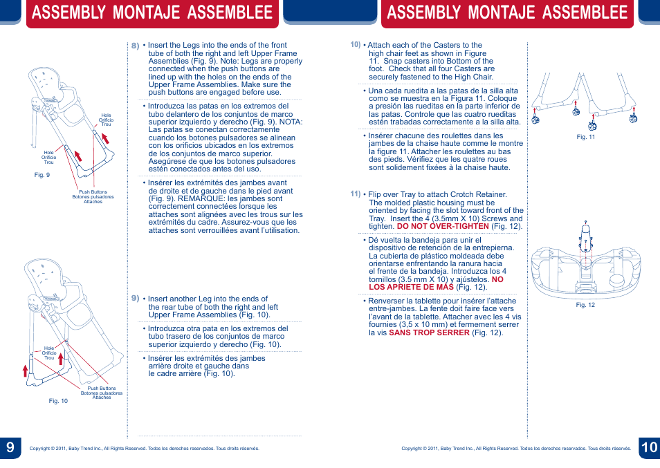 Assembly montaje assemblee | BabyTrend HC01959 - TREND HIGH CHAIR - HAILEY User Manual | Page 6 / 14