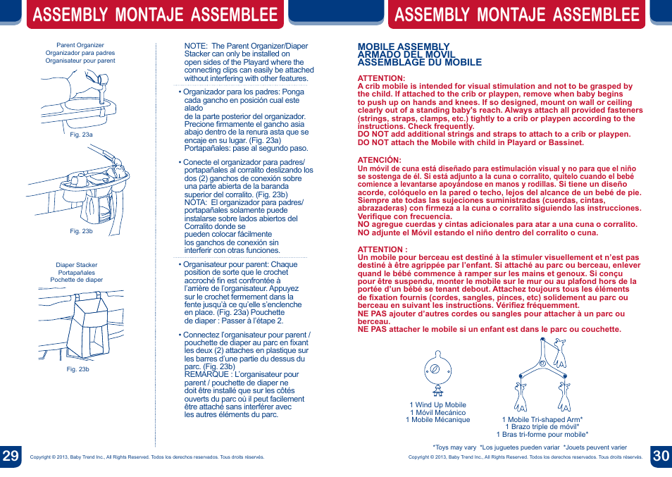 Assembly montaje assemblee | BabyTrend PY87119 - DELUXE NURSERY CENTER - ROYAL JUNGLE User Manual | Page 16 / 20