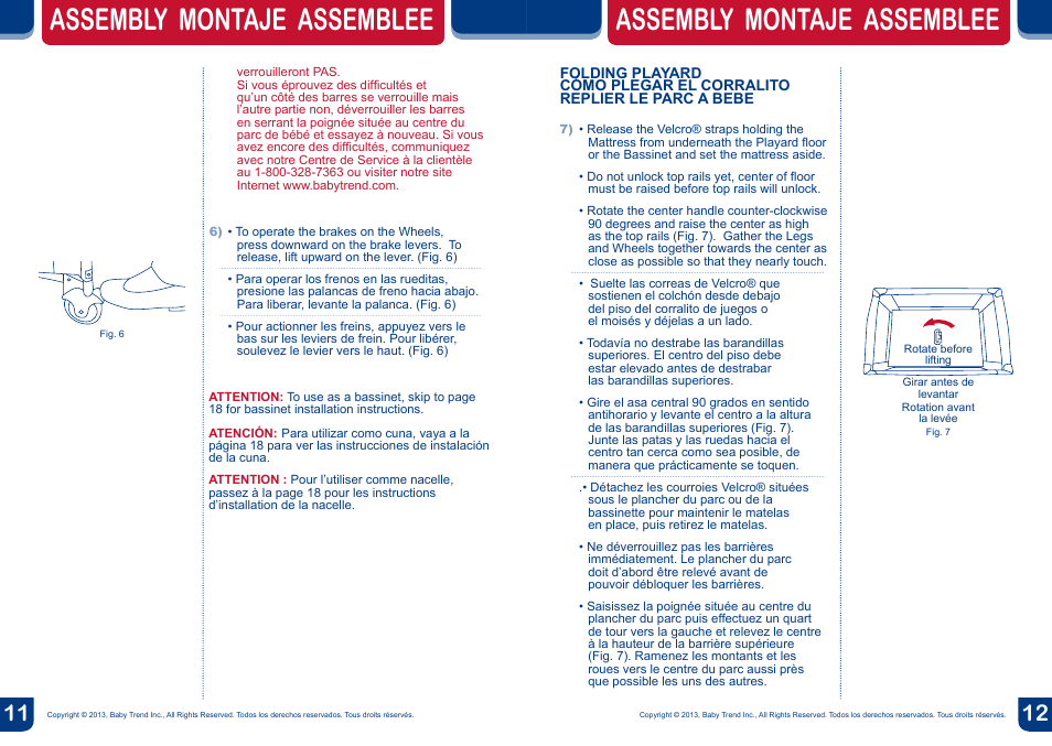 Assembly montaje assemblee | BabyTrend PY87119 - DELUXE NURSERY CENTER - ROYAL JUNGLE User Manual | Page 7 / 20