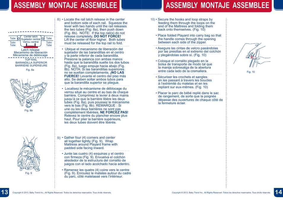 Assembly montaje assemblee | BabyTrend PY87119 - DELUXE NURSERY CENTER - ROYAL JUNGLE User Manual | Page 8 / 20