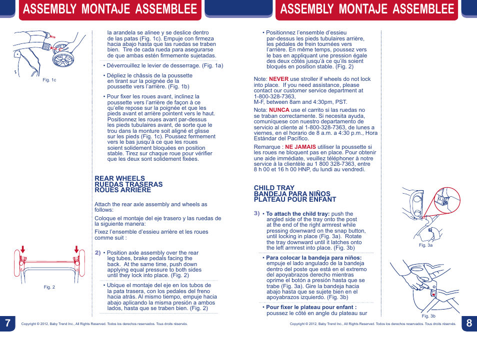 Assembly montaje assemblee | BabyTrend TS23929 - VENTURE TRAVEL SYSTEM - IN THE JUNGLE User Manual | Page 5 / 12