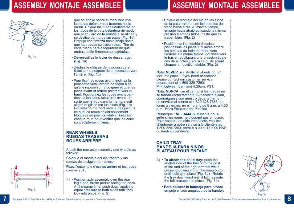 Assembly montaje assemblee | BabyTrend TS35736 - ENCORE LITE TRAVEL SYSTEM - ESTELLE User Manual | Page 5 / 14