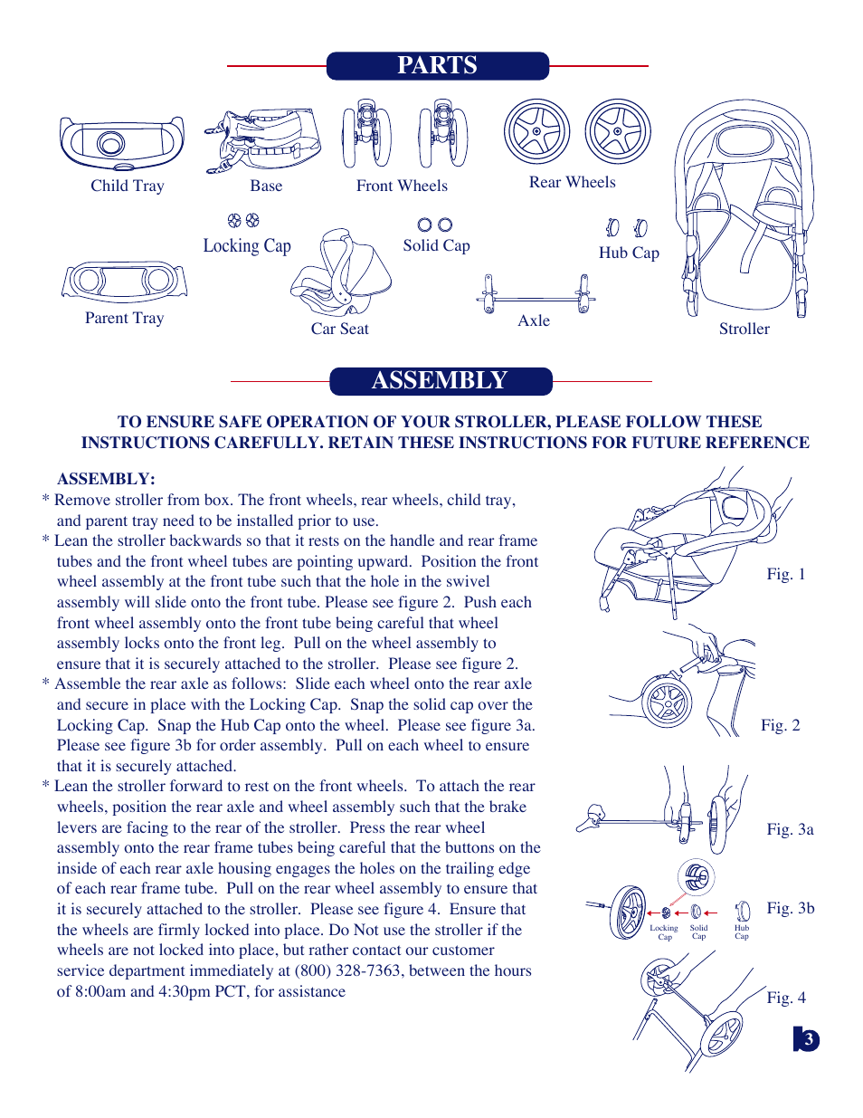 Assembly parts, Locking cap | BabyTrend 1725CT - LAUREL OAK TRAVEL SYSTEM User Manual | Page 3 / 7