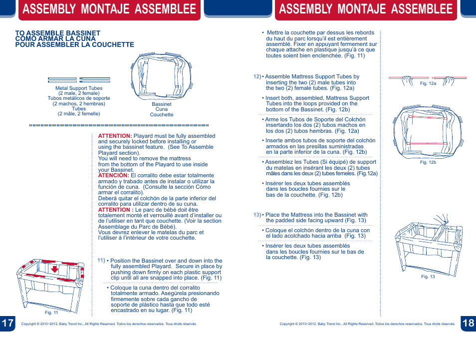 Assembly montaje assemblee | BabyTrend PY86443 - DELUXE NURSERY CENTER - COLUMBIA User Manual | Page 10 / 20