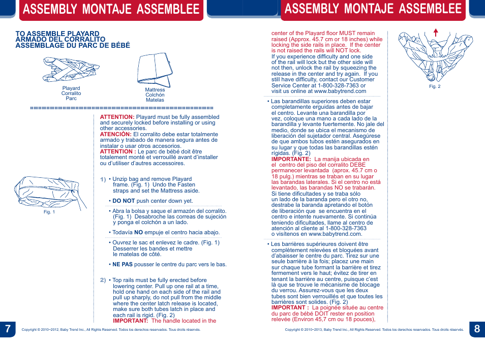 Assembly montaje assemblee | BabyTrend PY86941 - DELUXE NURSERY CENTER - BAYOU FRIENDS User Manual | Page 5 / 20