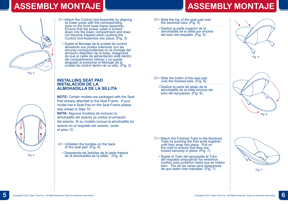 Assembly montaje | BabyTrend SW56940 - SWING BOUNCER - CORAL REEF User Manual | Page 4 / 8
