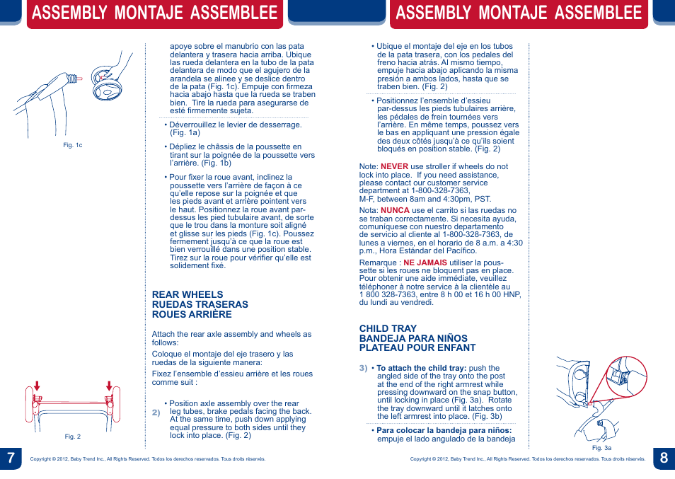 Assembly montaje assemblee | BabyTrend TS20050 - EZ RIDE TRAVEL SYSTEM - ECLIPSE User Manual | Page 5 / 12