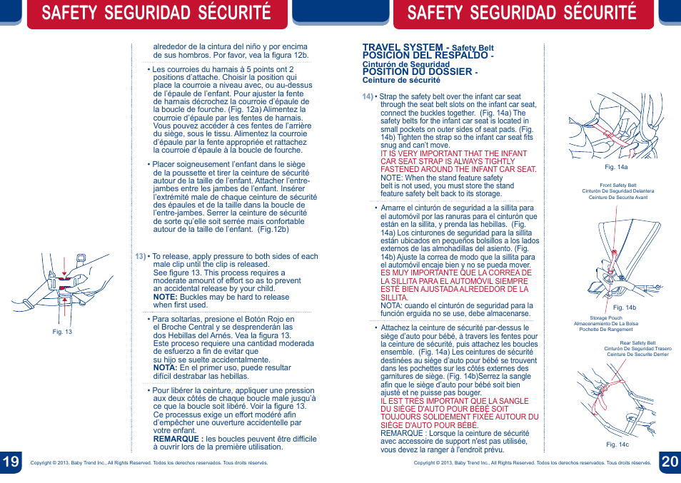 Safety seguridad sécurité | BabyTrend SS77718 - SIT N' STAND DOUBLE ECLIPSE STROLLER - SPARK User Manual | Page 11 / 18