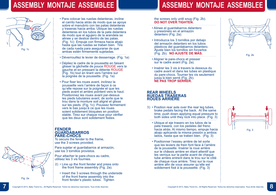 Assembly montaje assemblee | BabyTrend SS77718 - SIT N' STAND DOUBLE ECLIPSE STROLLER - SPARK User Manual | Page 5 / 18