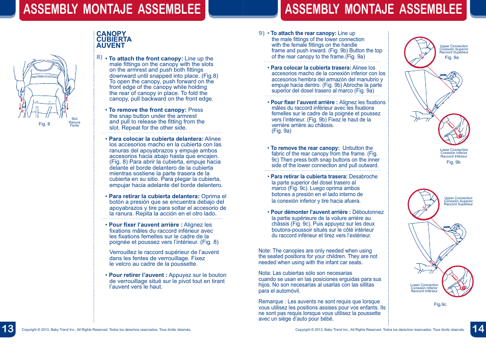 Assembly montaje assemblee | BabyTrend SS77718 - SIT N' STAND DOUBLE ECLIPSE STROLLER - SPARK User Manual | Page 8 / 18