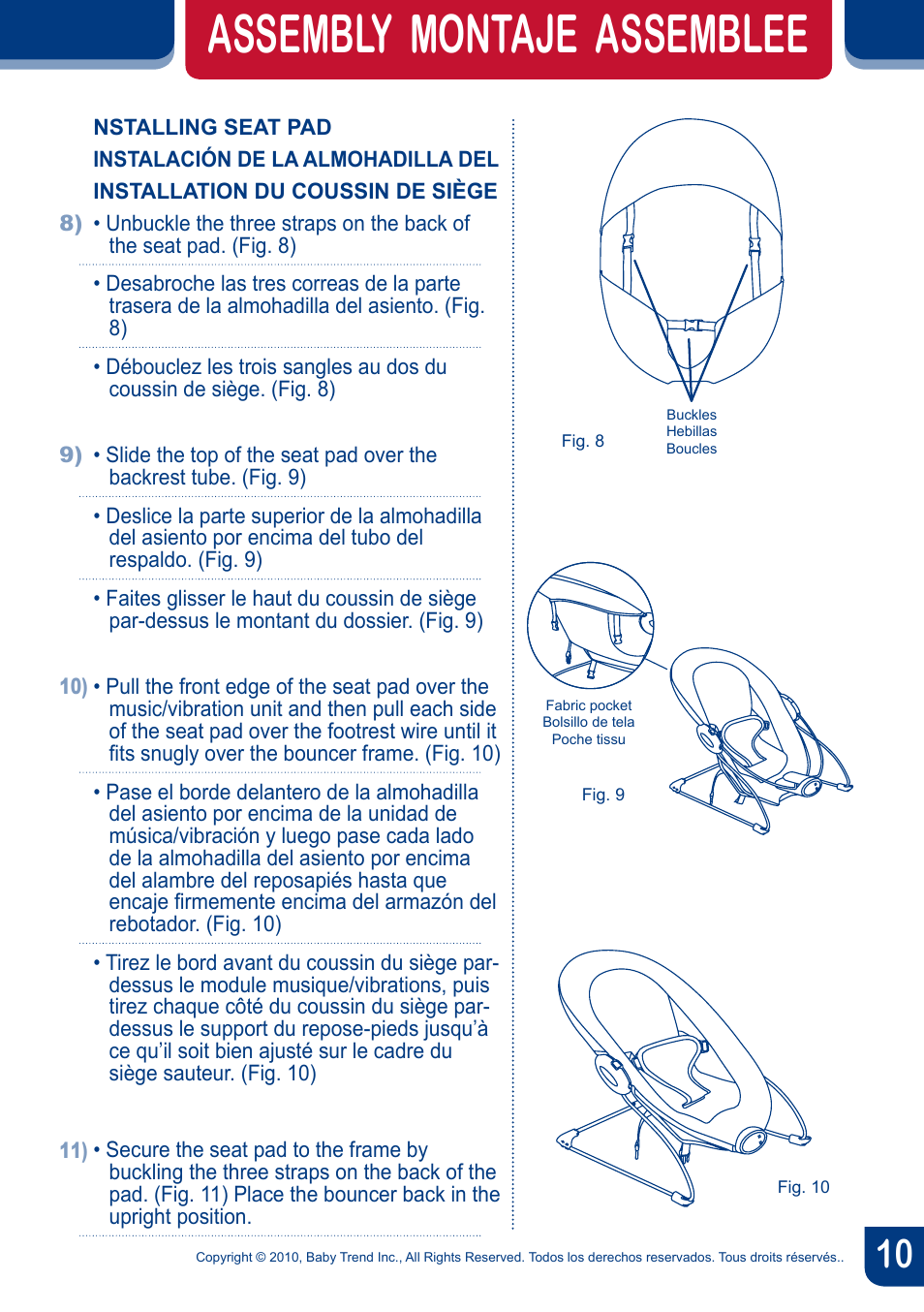 Assembly montaje assemblee | BabyTrend BC20990 - TREND EZ BOUNCER - MONKEY AROUND User Manual | Page 12 / 20